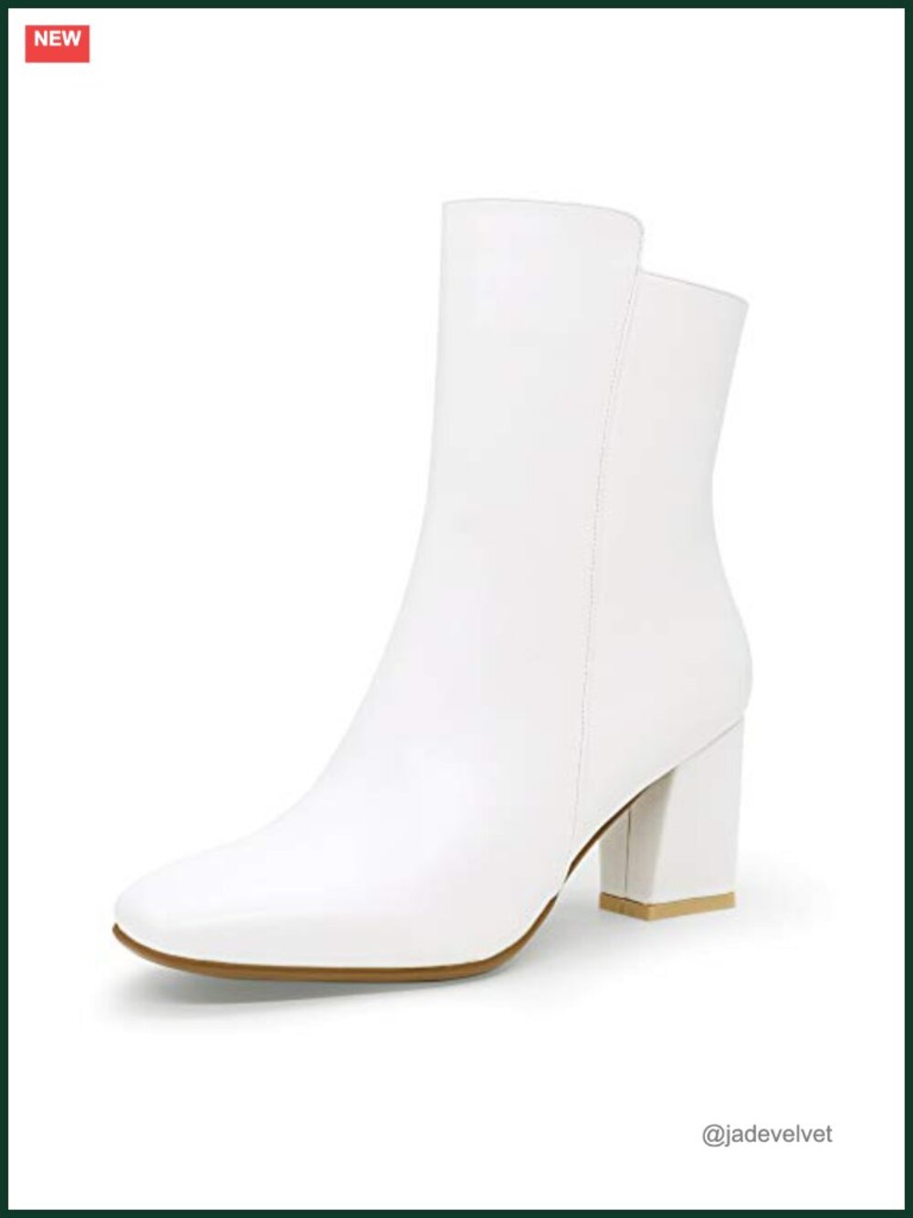 Square Toe Ankle Boots 3-Inch Block Heel Side Zipper